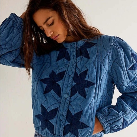 Free People Jackets & Blazers - Free People quilted denim jacket M